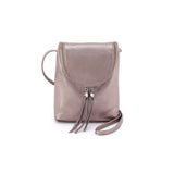 Hobo FERN CROSSBODY BAG Metallic Leather Pewter Spur