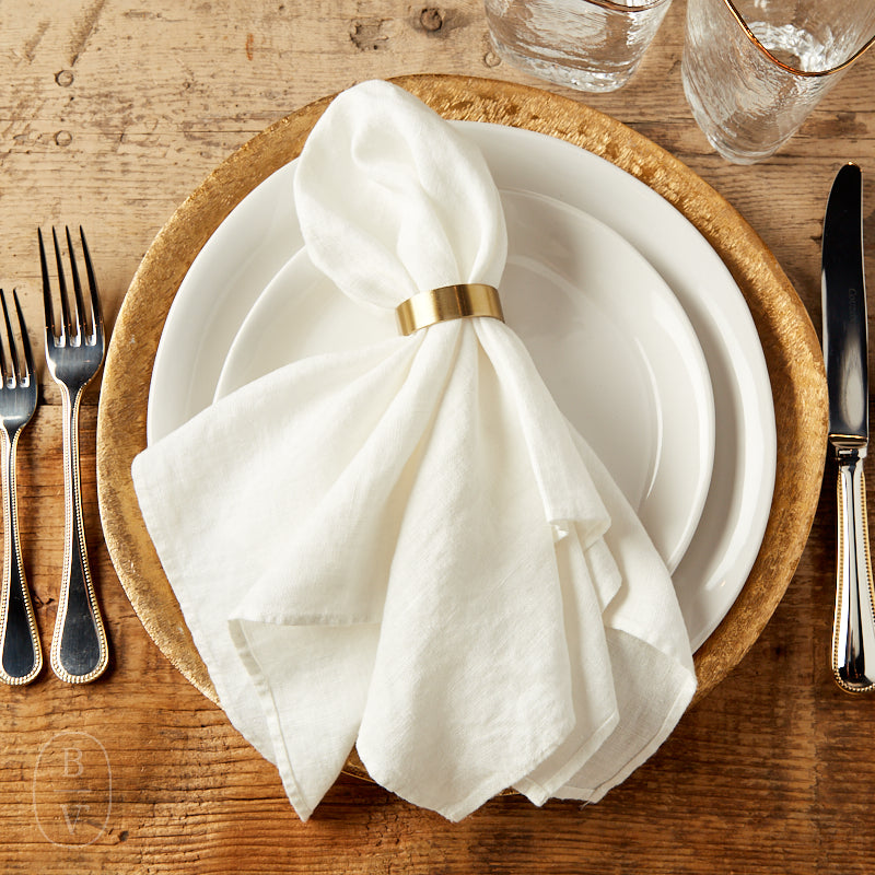 Saro Trading Co STRAIGHT EDGE LINEN NAPKIN Ivory