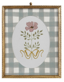 Creative Co-op MATTED PEWTER FRAMED GLASS DECOR AND PHOTO FRAME Blue Stripe