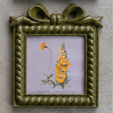 Creative Co-op SQUARE RESIN PHOTO FRAME WITH BOW Olive Green 4x4