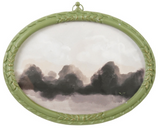 Creative Co-op OVAL PEWTER FRAMED GLASS DECOR AND PHOTO FRAME Green