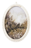 Creative Co-op OVAL PEWTER FRAMED GLASS DECOR AND PHOTO FRAME Cream