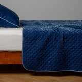 Bella Notte Linens SILK VELVET QUILTED COVERLET Tahoe Blue