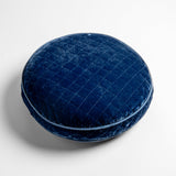 Bella Notte Linens SILK VELVET QUILTED THROW PILLOW Tahoe Blue 18_Round