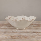 Hazel Mazel STONEWARE RUFFLED BOWL WITH 3D BIRDS ON RIM