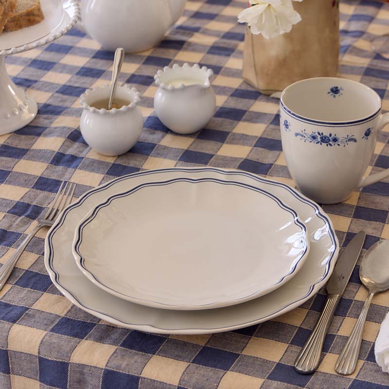 Costa Nova VILA DINNER PLATE White Blue Filet