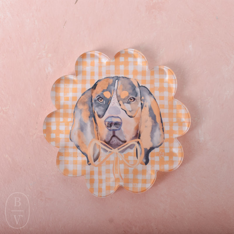 Taylor A Designs SCALLOPED COASTER Happy Hound
