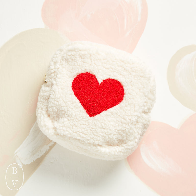 The Darling Effect HEART SQUARE TEDDY POUCH Cream