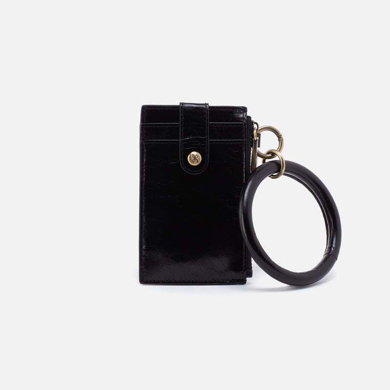 Hobo RING CREDIT CARD WRISTLET Polished Leather Black