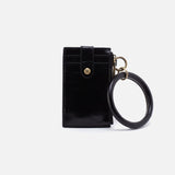 Hobo RING CREDIT CARD WRISTLET Polished Leather Black