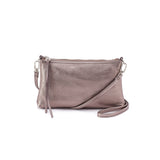 Hobo DARCY CROSSBODY BAG Metallic Leather Pewter Spur
