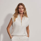 Varley LORETTA HALF ZIP SLEEVELESS SWEAT Ivory Marl