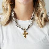 Virtue GOLD LONG TAIL CROSS SCARF NECKLACE Classic Paisley