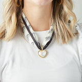 Virtue GOLD PUFF PEARL HEART SCARF NECKLACE Spaced Paisley