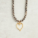 Virtue GOLD MEDAL HEART GEMSTONE NECKLACE Black Giraffe