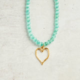 Virtue GOLD MEDAL HEART GEMSTONE NECKLACE Mint Cateye