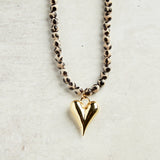 Virtue GOLD PUFF HEART GEMSTONE NECKLACE Black Giraffe