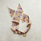 Virtue WHITE ORNATE FLOWER SCARF NECKLACE Taupe Purple Flower