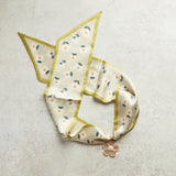 Virtue WHITE ORNATE FLOWER SCARF NECKLACE Chartreuse Floral