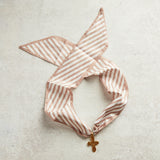 Virtue GOLD LONG TAIL CROSS SCARF NECKLACE Taupe Stripe