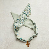 Virtue GOLD LONG TAIL CROSS SCARF NECKLACE Mint Floral