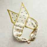 Virtue GOLD PUFF PEARL HEART SCARF NECKLACE Chartreuse Floral