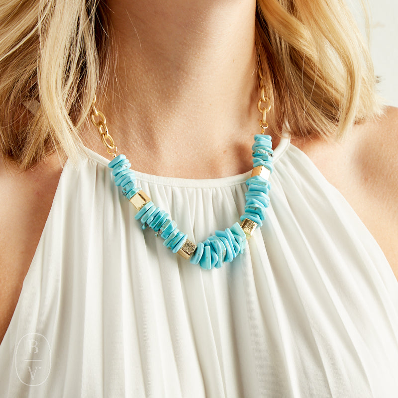 Virtue GOLD ACCENT MAGNESITE CHIP NECKLACE