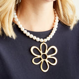 Virtue GOLD OPEN DAISY PEARL NECKLACE