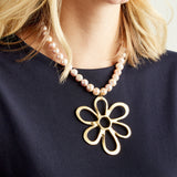 Virtue GOLD OPEN DAISY PEARL NECKLACE