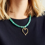 Virtue GOLD MEDAL HEART GEMSTONE NECKLACE