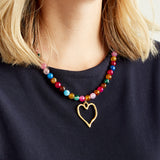 Virtue GOLD MEDAL HEART GEMSTONE NECKLACE