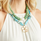 Virtue WHITE ORNATE FLOWER SCARF NECKLACE