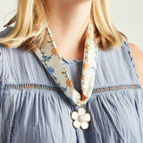 Virtue WHITE ORNATE FLOWER SCARF NECKLACE