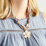 Virtue WHITE ORNATE FLOWER SCARF NECKLACE