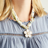 Virtue WHITE ORNATE FLOWER SCARF NECKLACE