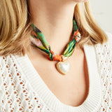 Virtue GOLD PUFF PEARL HEART SCARF NECKLACE