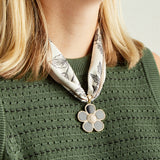 Virtue BLACK ORNATE FLOWER SCARF NECKLACE
