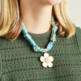 Virtue WHITE ORNATE FLOWER SCARF NECKLACE