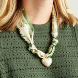 Virtue GOLD PUFF PEARL HEART SCARF NECKLACE