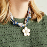 Virtue WHITE ORNATE FLOWER SCARF NECKLACE