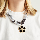 Virtue BLACK ORNATE FLOWER SCARF NECKLACE