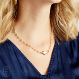 Virtue PEARL SIDEWAYS CROSS ROSARY NECKLACE