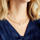 Virtue PEARL SIDEWAYS CROSS ROSARY NECKLACE