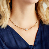 Virtue PEARL SIDEWAYS CROSS ROSARY NECKLACE