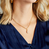 Virtue GOLD PAPERCLIP CHAIN MINI PEARL NECKLACE