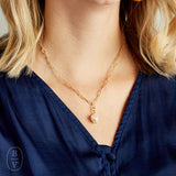 Virtue GOLD PAPERCLIP CHAIN MINI PEARL NECKLACE