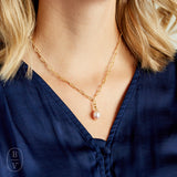 Virtue GOLD PAPERCLIP CHAIN MINI PEARL NECKLACE