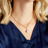 Virtue GOLD PAPERCLIP CHAIN MINI PEARL NECKLACE