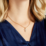 Virtue CZ CROSS GOLD MINI ROLO CHAIN NECKLACE