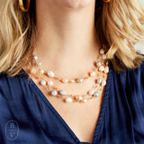 Virtue PEARL ROSARY TRIPLE LAYER NECKLACE PLAIN